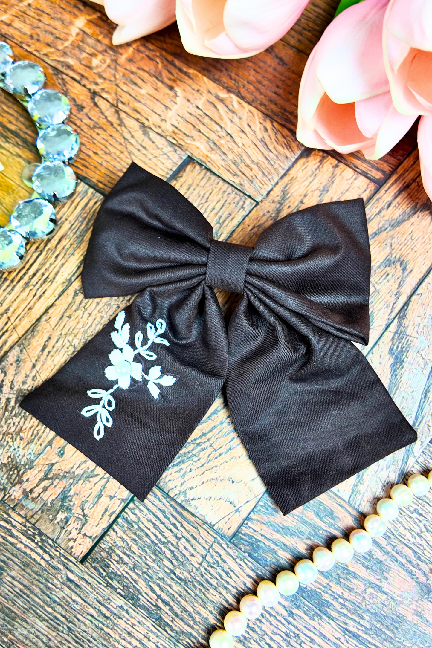 Embroidery Bow - Brown