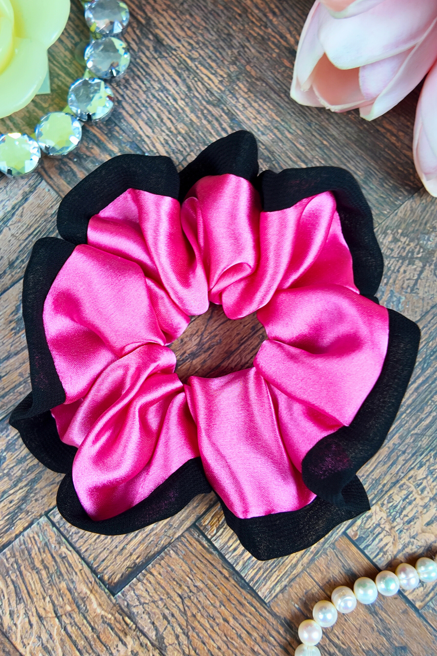 Double Layered Scrunchie - Pink L