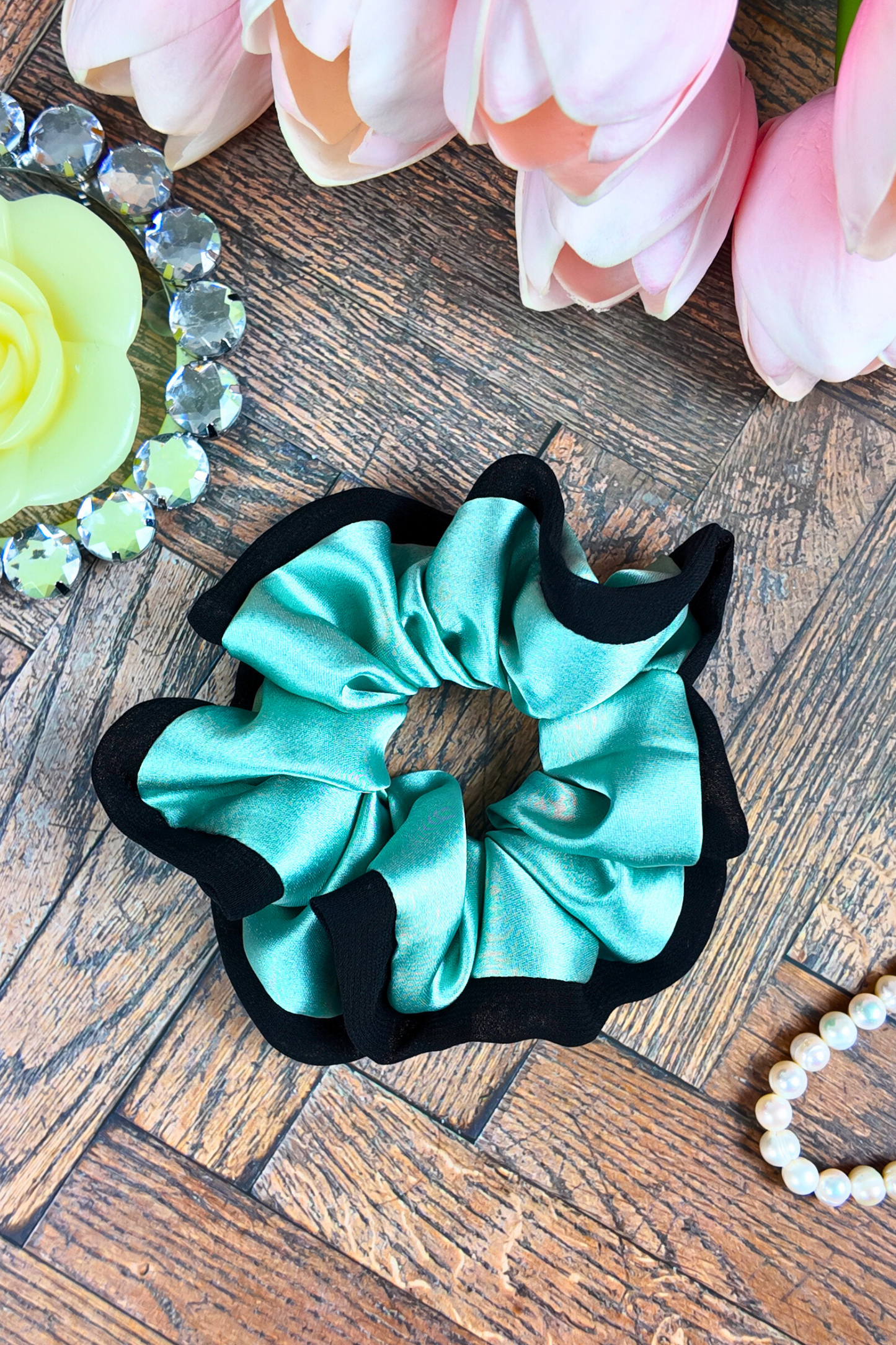 Double Layered Scrunchie - Teal L