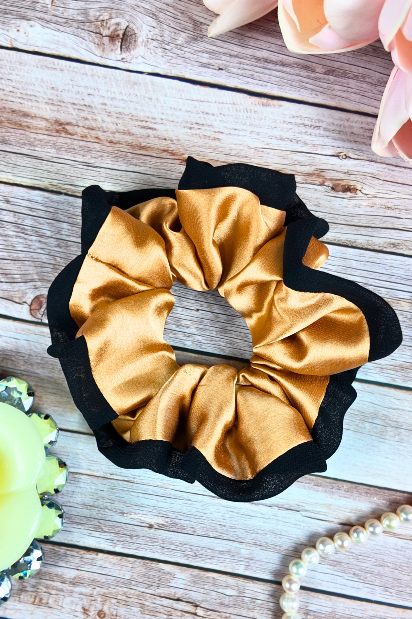 Double Layered Scrunchie - Gold L