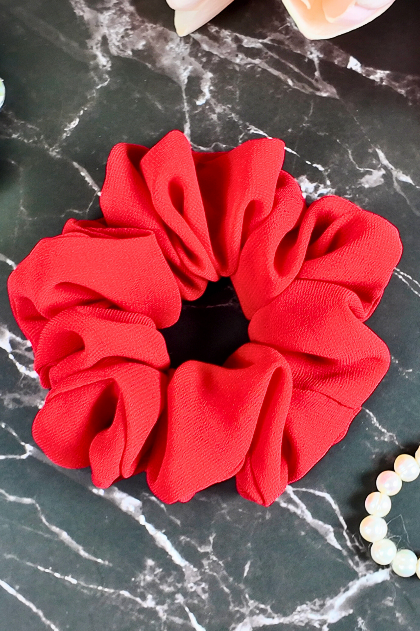 Plain Georgette Scrunchie - Red L