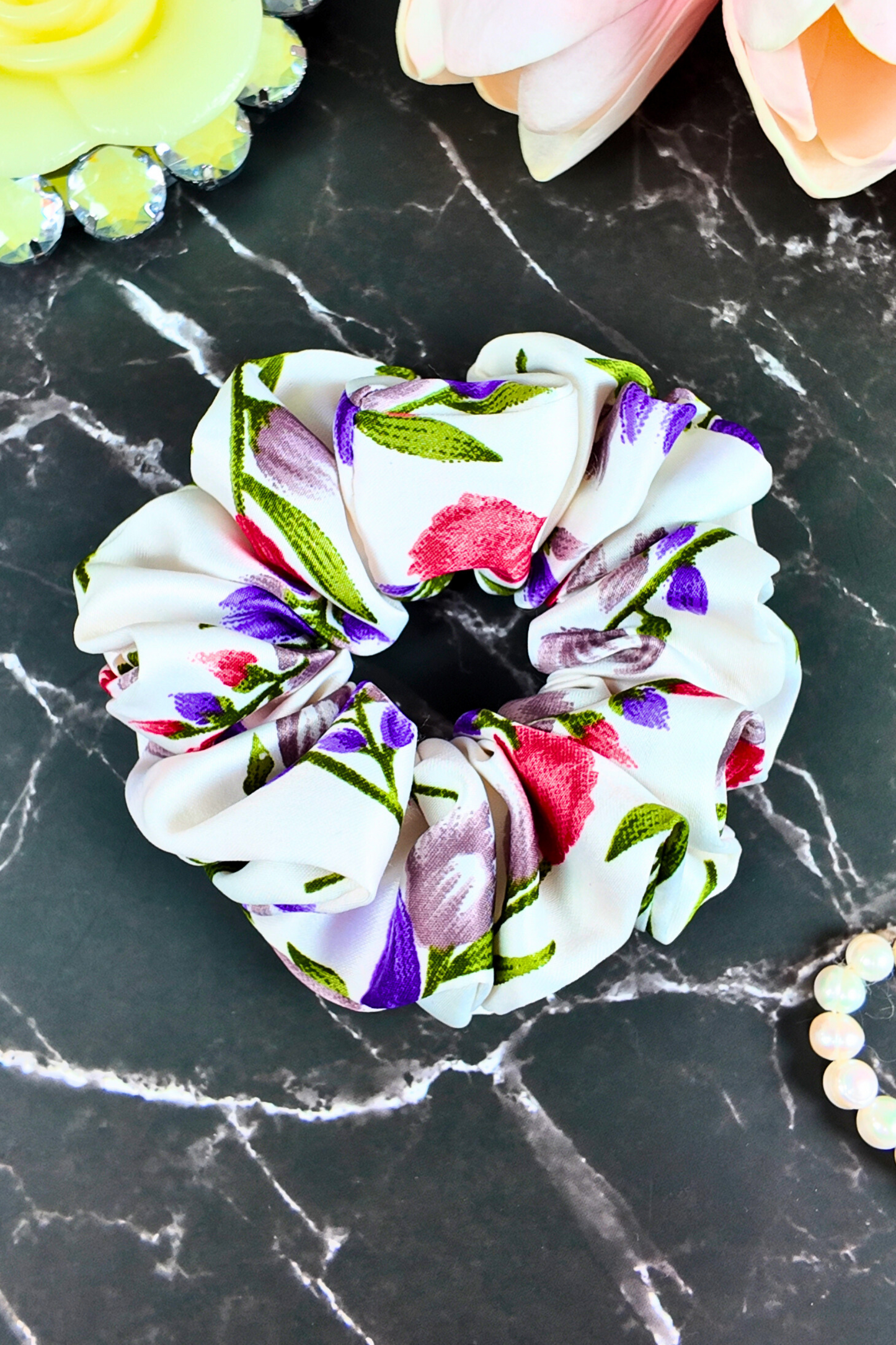 Printed Scrunchie - White