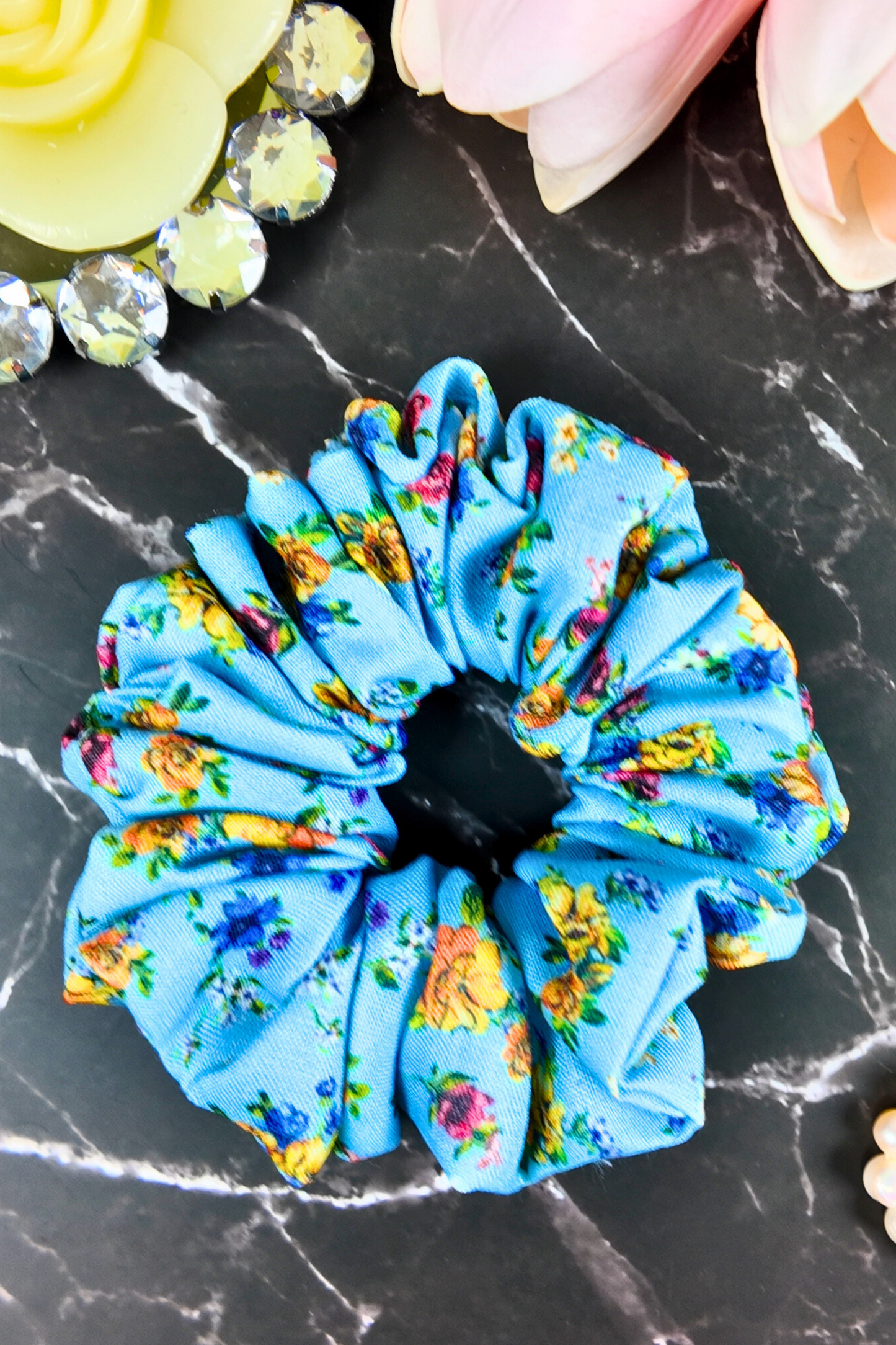 Printed Scrunchie - Blue Floral