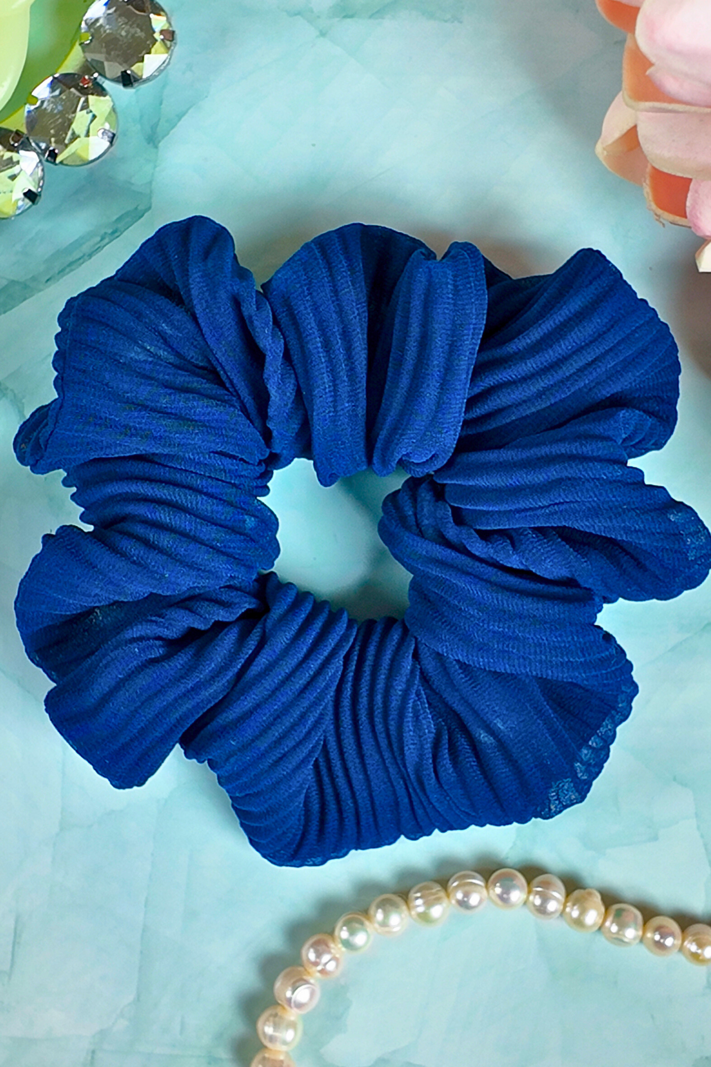 Georgette Scrunchie - Blue crushed - L