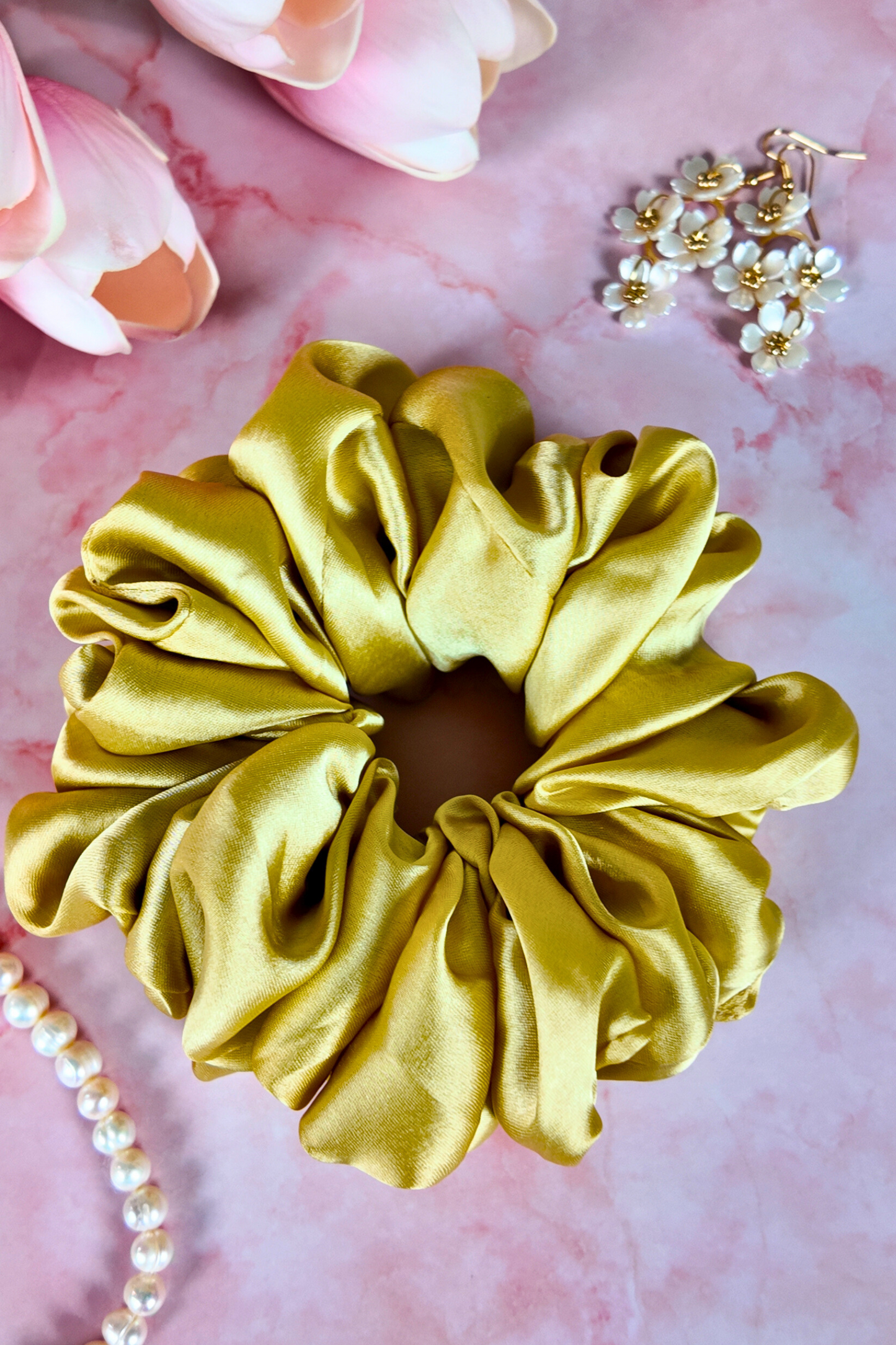 Plain Satin Scrunchie - Gold XXL
