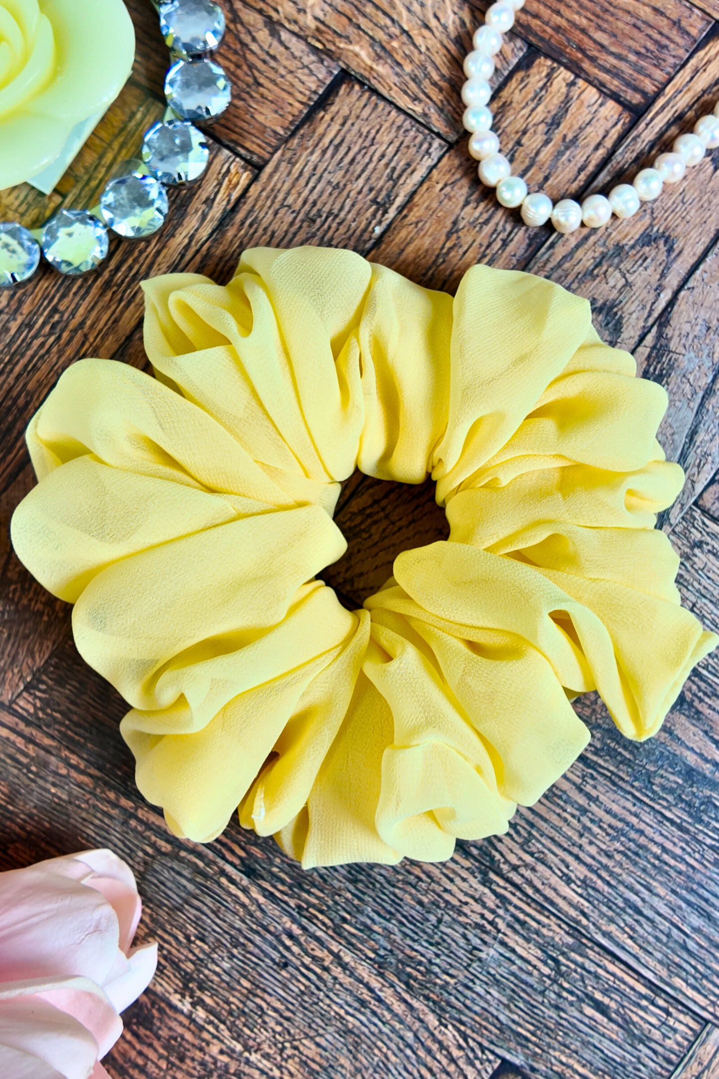 Plain Georgette Scrunchie - Yellow XXL