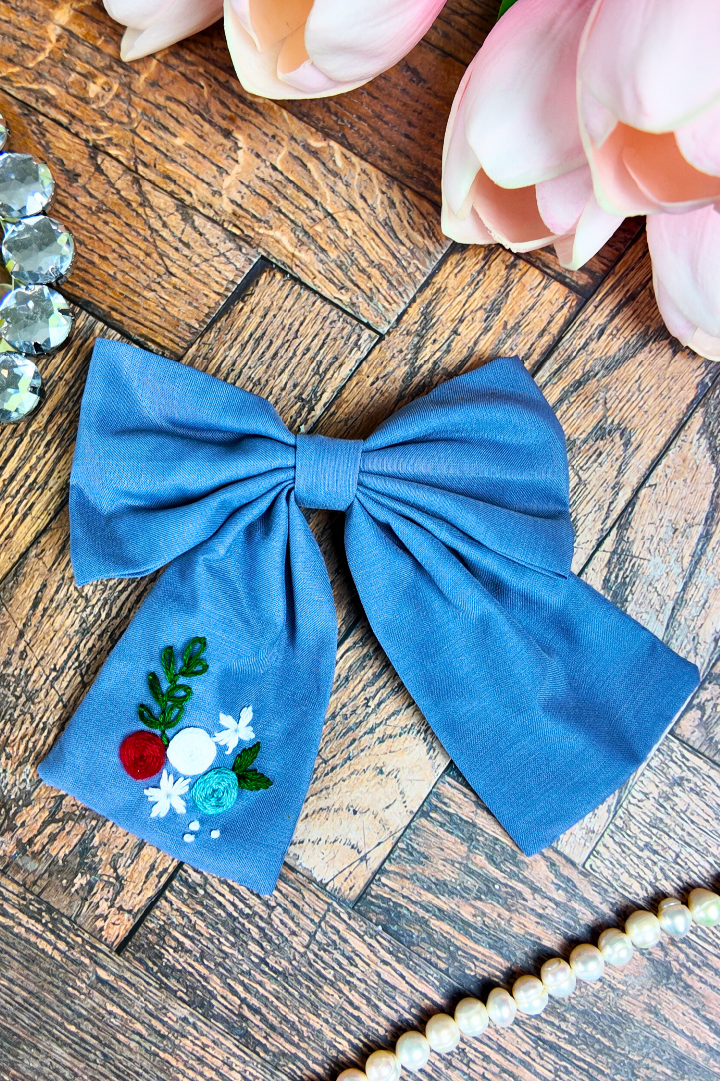Embroidery Bow - Gray